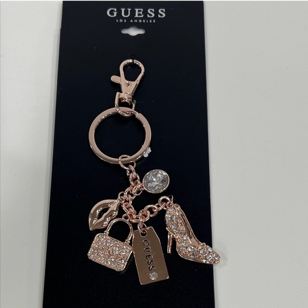 Guess Gold Keychain with Charms
